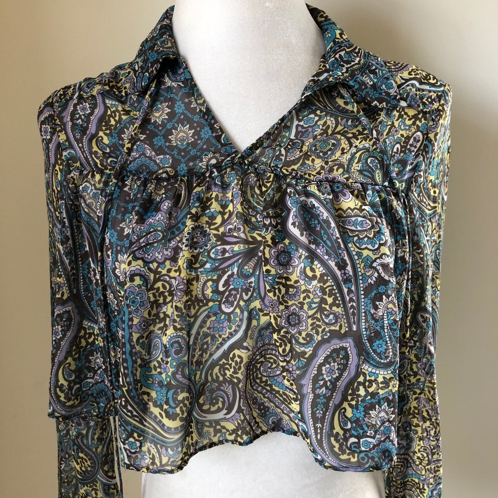 After Party by Nasty Gal Paisley Sheer Crop Top - Picture 3 of 7